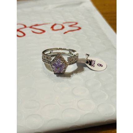 NWT Ring Bomb Party Sz9 RBP Purple Pentagon Rhodium P Band Costume Jewelry