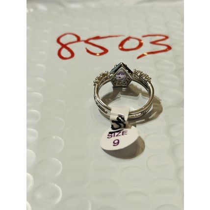 NWT Ring Bomb Party Sz9 RBP Purple Pentagon Rhodium P Band Costume Jewelry