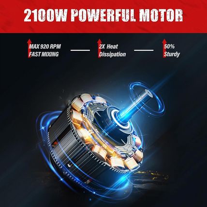 IMAYCC Cement Mixer, 2100W Electric Concrete Mixer with 6 Speed, 110V Handheld M