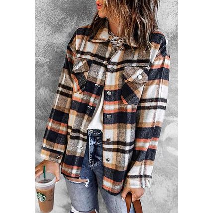 Blue Geometric Plaid Print Pocketed Shirt