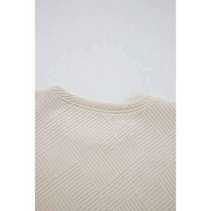 Apricot Solid Color Textured Long Sleeve Shift Dress