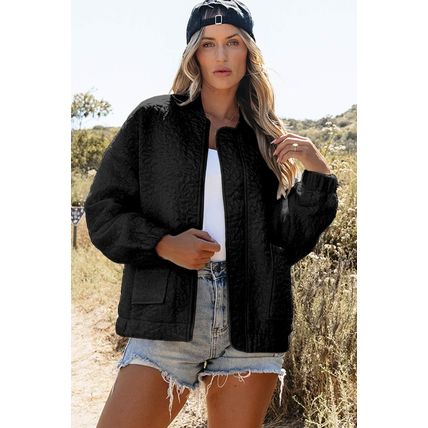 Black Floral Quilted Jacket