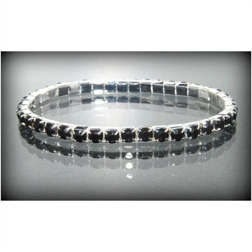 1 Row Wedding Party Black Rhinestone Stretch Bangle Bracelet Jewellery 1349