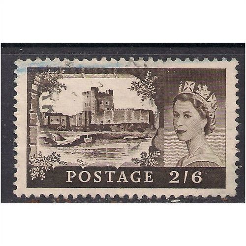GB 1959 - 68 QE2 2/-6d H/V Brown Castle Wmk 179. (D825