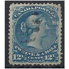 Canada 1868 SG60 12 1/2c Bright Blue Very Fine Used .. .