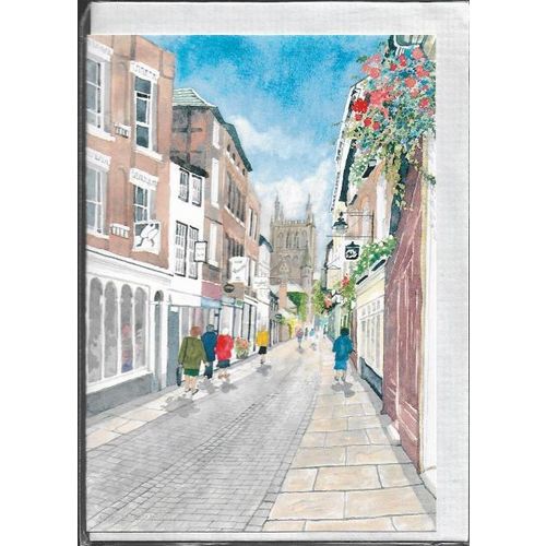 Hereford - Church Street - art Greetings Card (sealed with envelope)