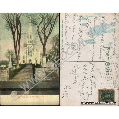 CT Norwalk Postcard St Pauls Church ct_box4~2283