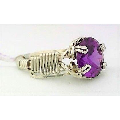 Alexandrite Sterling Silver Wire Wrap Gemstone Ring sz 8