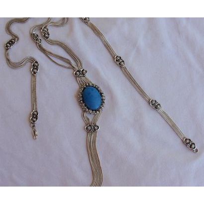 Oriental blue agate necklace
