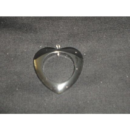 Unique black hematite heart drop pendant & leather or silver plate necklace