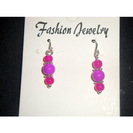 Purple & cerise earrings petite adult or child sterling silver ear hook