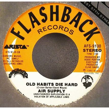 Air Supply - All Out of Love / Old Habits Die Hard Vinyl 45 New