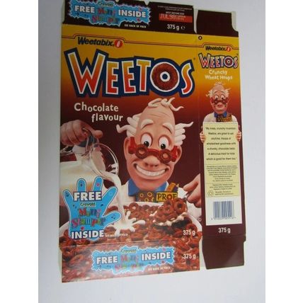 Weetabix Weetos 1998 Cereal Box Crayola Mini Stampers 375g Box only