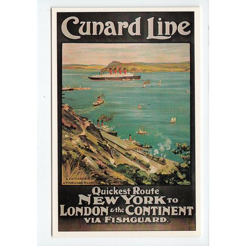 A Cunarder at Fishguard Bay Cunard Line Modern 1990 Marine Art Posters Postcard