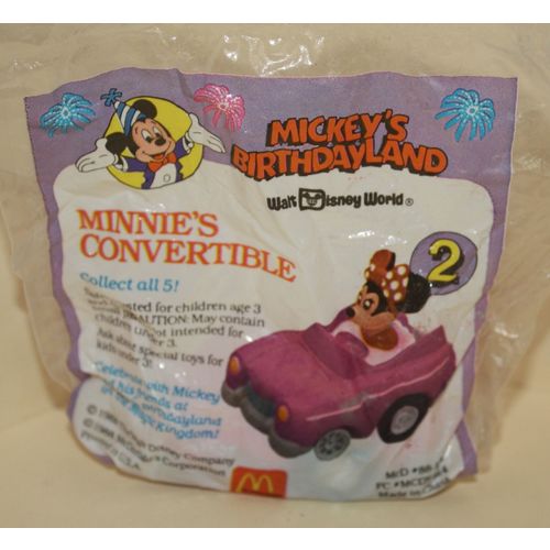 1989 McDonalds Mickey's Birthdayland #2 Minnie's Convertible Mint in Package