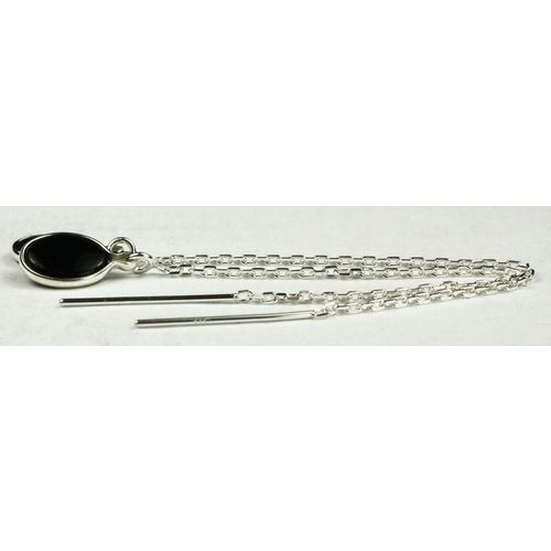 Black Onyx, 925 Sterling Silver Threader Earrings, SE005