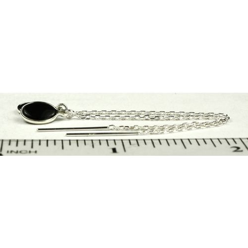 Black Onyx, 925 Sterling Silver Threader Earrings, SE005
