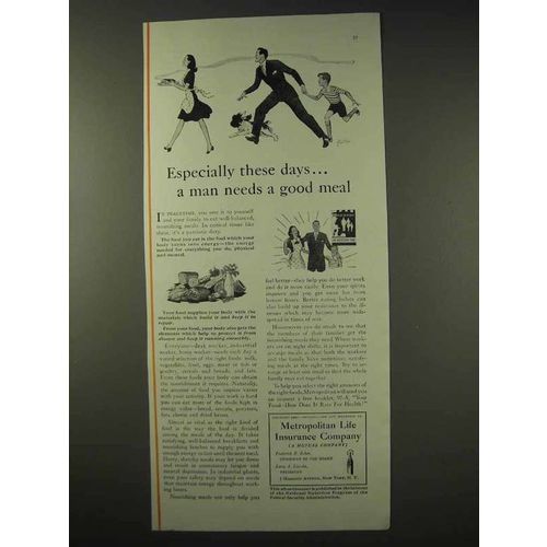 1942 Metropolitan Life Insurance Ad - Needs a Good Meal