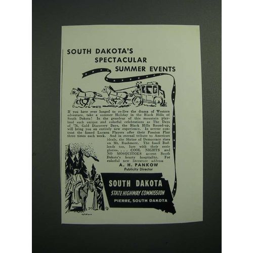 1942 South Dakota State Highway Commission Ad - Summer Events