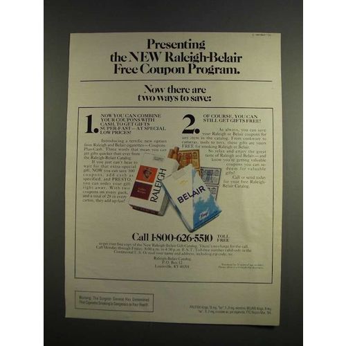 1984 Raleigh and Belair Cigarettes Ad