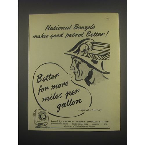 1949 National Benzole Petrol Ad - National Benzole makes good petrol better