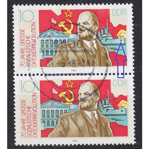 GERMANY DDR [1987] MiNr 3130 F14 ( OO/used ) Plattenfehler Paar