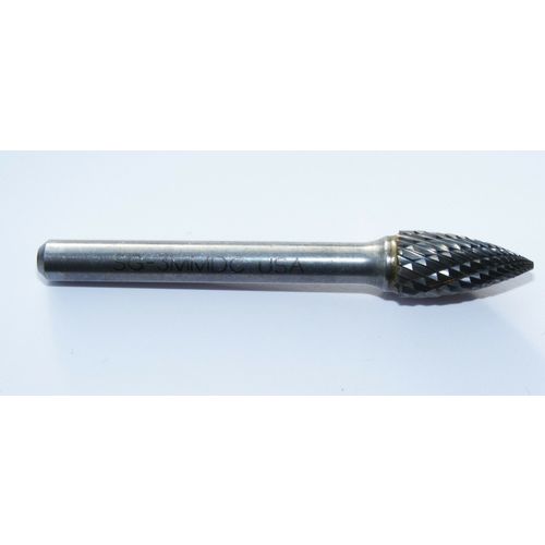 INDUSTRIAL QUALITY 6MM SHANK CARBIDE BURR 1/4" DIA DOUBLE CUT TREE 10X19X6 209