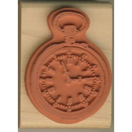 RUBBER STAMPEDE 1 3/4" X 2 1/4" Mounted Wooden Rubber Stamp, POCKET WATCH