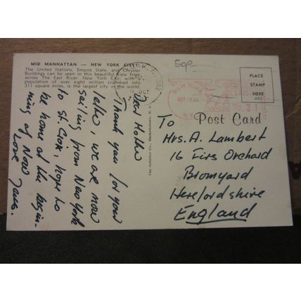 MID MANHATTAN, New York City used postcard 1980 pm =