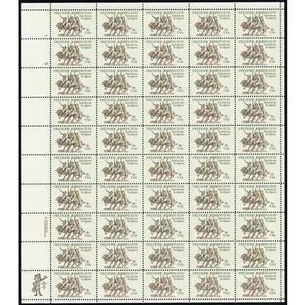Frederic Remington Sculptor Sheet of Fifty 18 Cent Postage Stamps Scott 1934