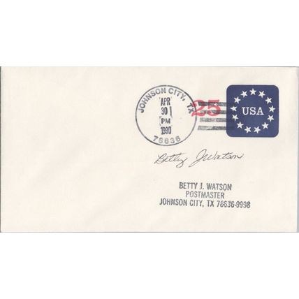 ZAYIX US Cover - Johnson City, Texas town cancel - postmaster sign 041322-SM135