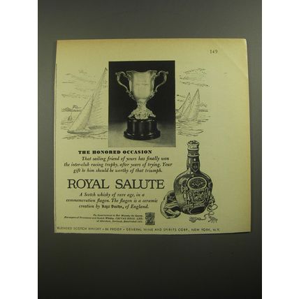 1956 Chivas Royal Salute Scotch Ad - The honored occasion - Sailing Trophy