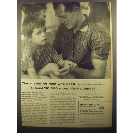 1956 New York Life Insurance Ad - The answer for men who need $10,000 more