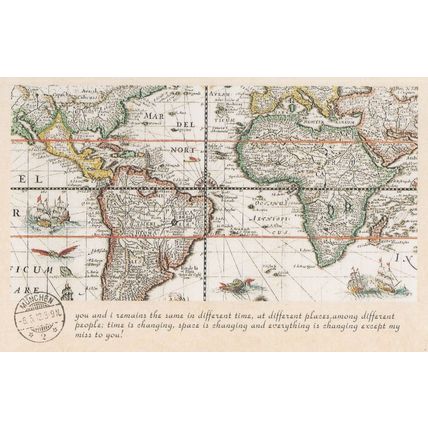 Mar Del Nort North Sea Europe Rare Map History Proverb Postcard