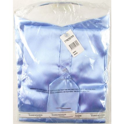NEW Dimension Men's 3 Pc. Metallic Blue Satin Dress Shirt Set, L, 16-16.5