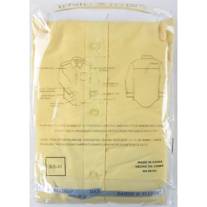 NWT Daniel Ellissa Men's Yellow Dress Shirt, Convertible Cuffs, 18.5 (34/35)