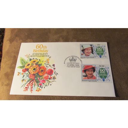1986 Queen Elizabeth 60th Birthday First Day Cover, British Virgin Islands
