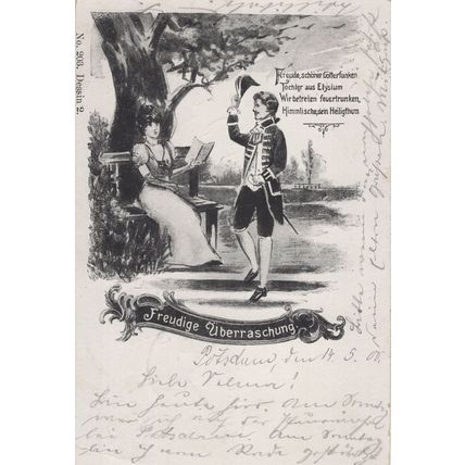 Freudige Uberraschung German Old Postcard
