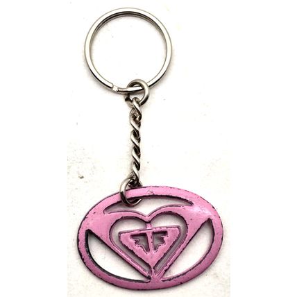 Pink Metal Heart Keychain Charm Fob Purse Bag Luggage (E8)