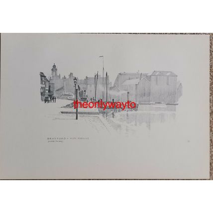 Brayford, Lincoln, Misty Morning On Quay, Sketch Book Illustration (Print), 1928