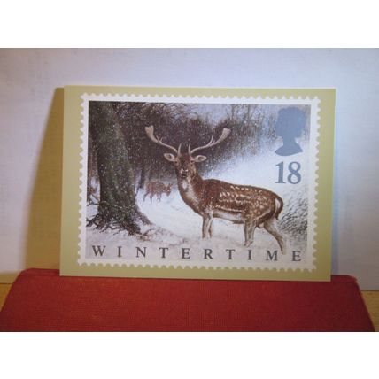 WINTERTIME 18p stamp issued January, 1992 by Post office postcard =