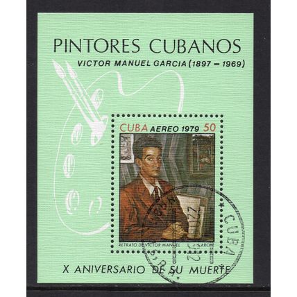 Cuba - 1979 - 10th Death Anniversary of Victor Manuel Garcia, Used Mini Sheet