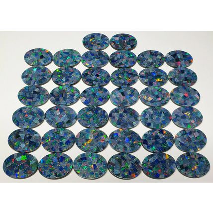 52237 - Lot of 38 Pieces Australian Mosaic Opal Doublet 16x12 mm Oval 2 mm Thick