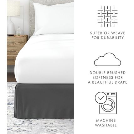 Linen Market Pleated Bed Skirt-14" Drop-78" X 80"-KING-GRAY-NEW-SEALED-FAST