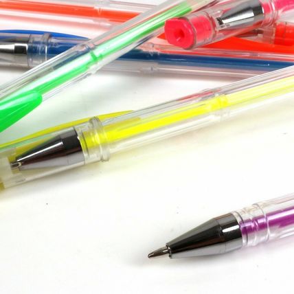6x NEON COLOURED GEL INK PENS Colouring Stationery Art Craft Scrapbooking Set