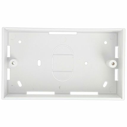 DOUBLE GANG 2 Twin Back Box White Pattress Electrical Socket 32mm Shallow Cavity