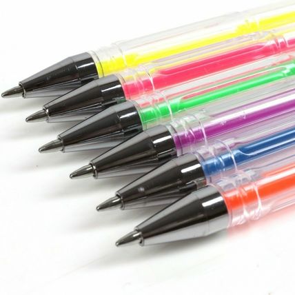 6x NEON COLOURED GEL INK PENS Colouring Stationery Art Craft Scrapbooking Set