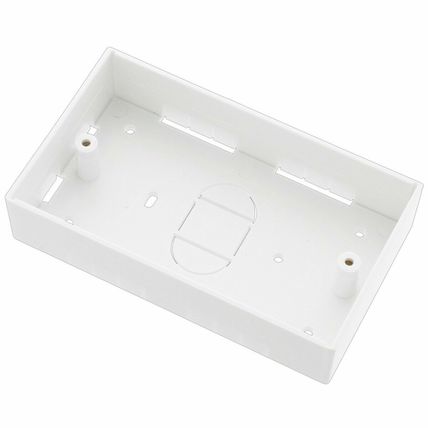 DOUBLE GANG 2 Twin Back Box White Pattress Electrical Socket 32mm Shallow Cavity