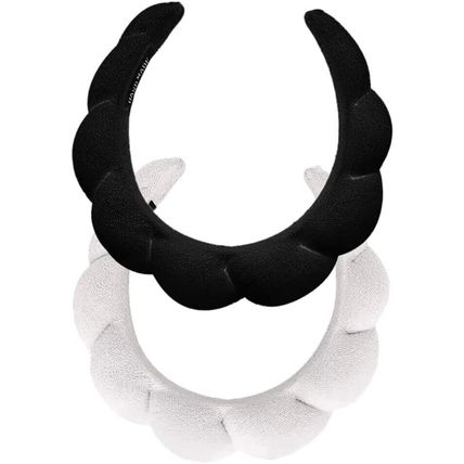 2Pcs Spa Facial Headband Puffy Makeup Hairband for Women Thick Towel Accessories