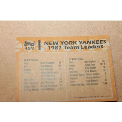 1988 topps baseball new york yankees 1987 team laders card#459